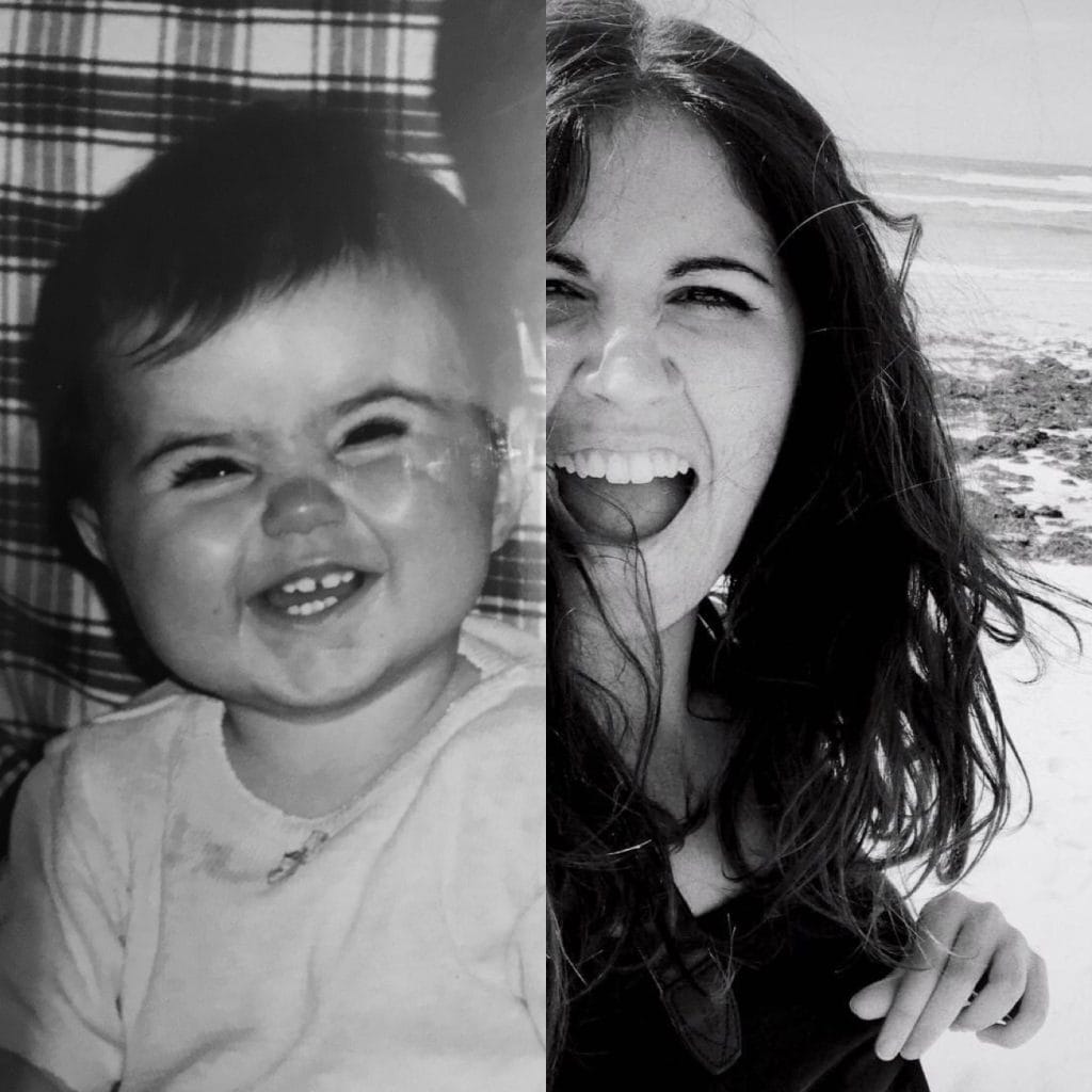 Double portrait de la photographe professionnelle Lisa Baquerin, l'un alors qu'elle est âgée de un an, l'autre à ses 25 ans