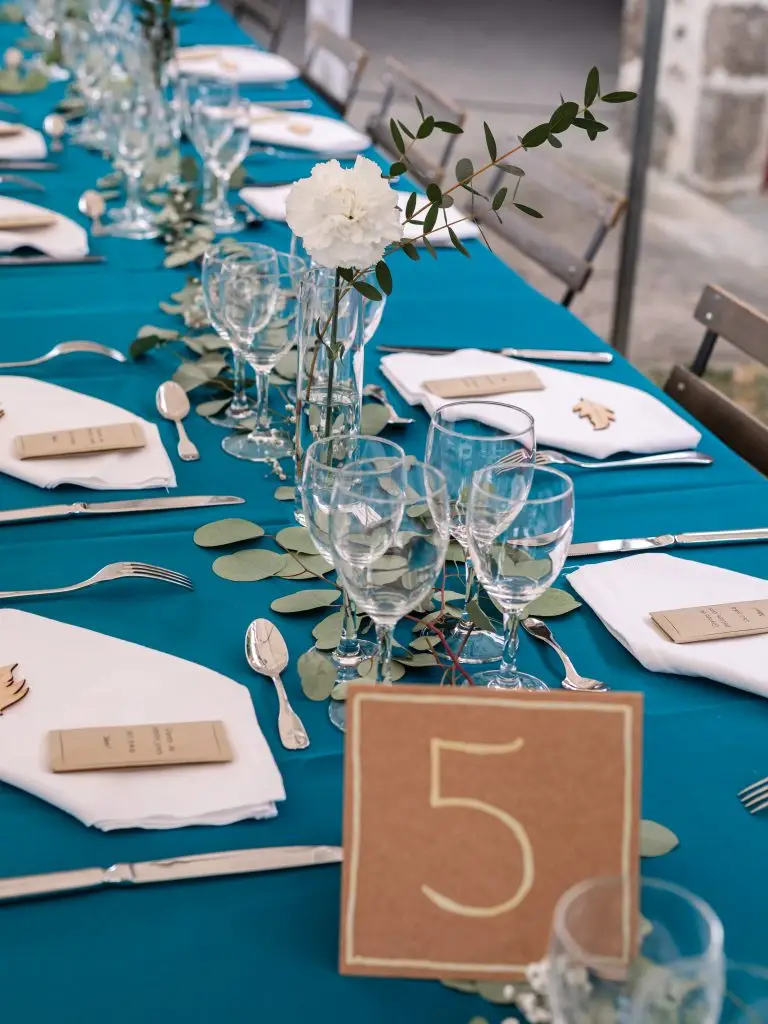 mariage-niort-aquitaine-cocktail-détails-décoration-table-bleu-végétaux